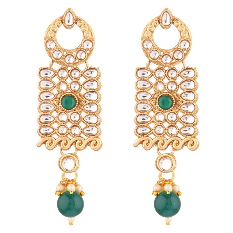 Efulgenz Conjunto de joyería india, gargantilla Kundan de perlas de