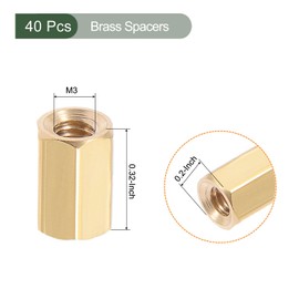 YOKIVE Pack of 40 M3 Spacers, Brass Hexagonal PCB Spacer Nuts, Keep Height Consistent, Perfect for Motherboard, Circuit, Board, Electronics (Gold Tone 8 mm)