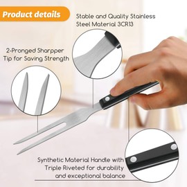 Patelai 2 Pieces Carving Meat Fork Stainless Steel Serving Fork with Plastic Handle 10.6 Inch Long Kitchen Tableware for Barbecue Turkey Dinner Cooking