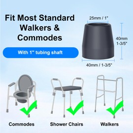 supregear Rubber Feet 25 mm for Folding Walkers, Pack of 4, Dark Grey