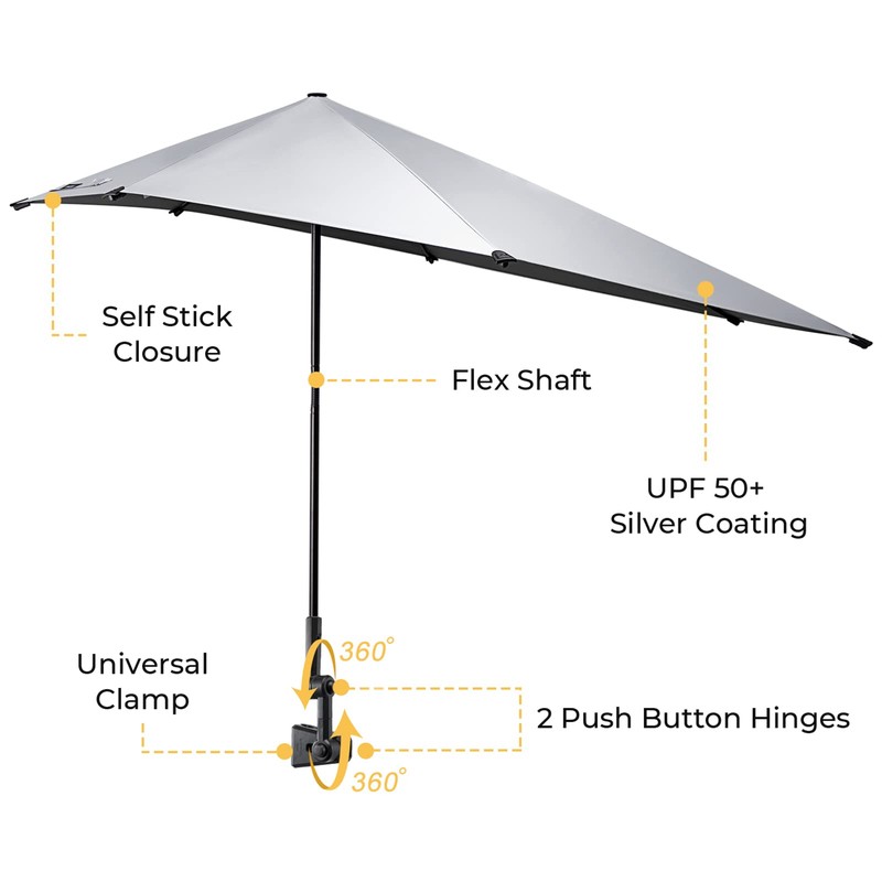 G4Free UPF 50+ Adjustable Beach Umbrella XL with Universal Clamp