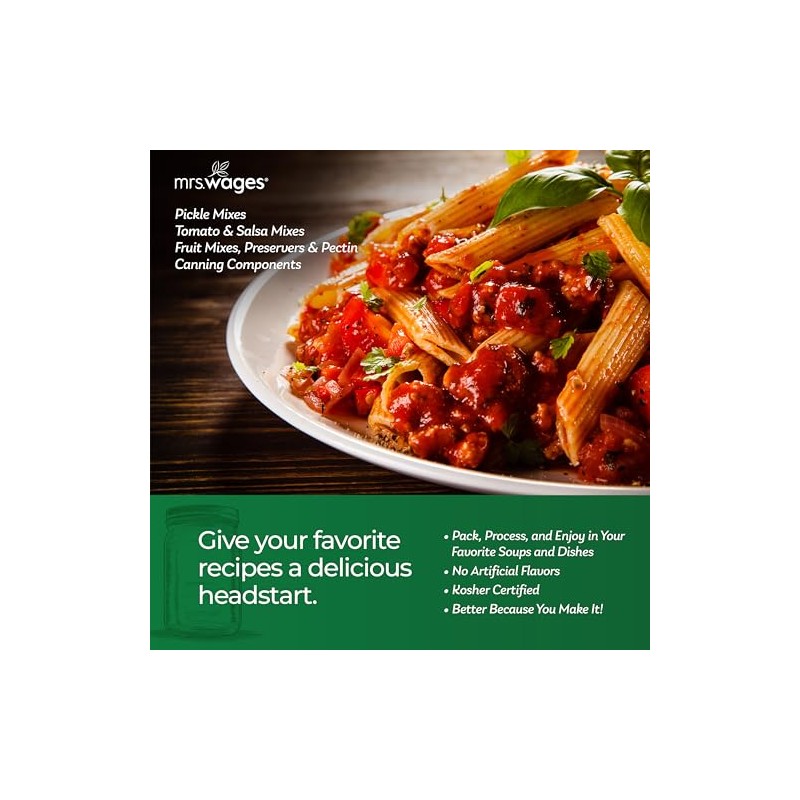 Mrs. Wages Pasta Sauce Canning Mix, Easy-To-Use, Simple Homemade Pasta
