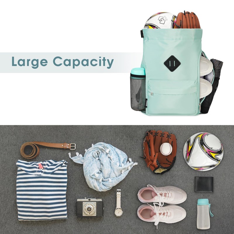 WANDF Turnbeutel mit Kordelzug, Sporttasche mit Schuhfach, wasserabweisender String-Rucksack Cinch
