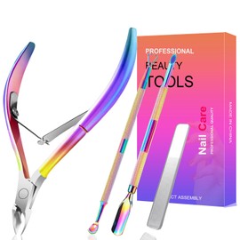 Cuticle Nippers Cutter Trimmer Clipper​ Professional Stainless Steel with Springs Dead Skin Remover Manicure Nail Art Tool,gold color BAISIBANG X7