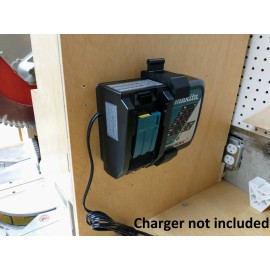 Makita Wall Mount For Makita DC18RC Charger With Optional 18V Battery Mounts - 2-Sided 4-Battery Style, 2 Battery Mounts