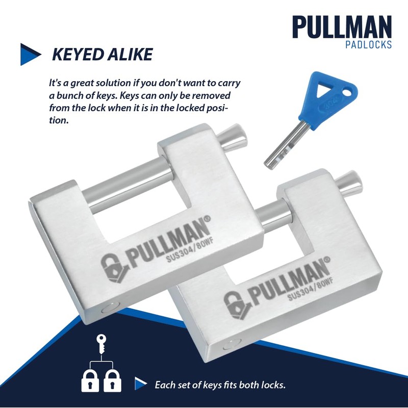 Heavy Duty Keyed Alike Padlocks with 4 Keys - High