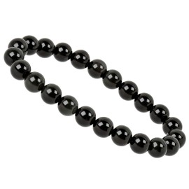 Eledoro PowerBead, Women’s Stretch Bead Bracelet, Made of 8 mm Gemstone Beads, 17 - 18 cm, gemstone, black