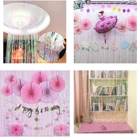 BRAVESHINE Iridescent Fringe Foil Curtain, Multicoloured Metallic Tinsel Curtains, Shimmering Curtain with Foil Fringes for Birthday, Wedding, Christmas Party, Multicoloured (2 Pieces, 1 x 2 m)