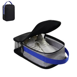 Suaetiai Golf Shoe Bag for Men Women, Mesh Shoe Bags for Travel, Water Proof Ventilation Outdoor Shoe Carrier with Zippered and Handle, Dual Compartments and Internal Shoe Divider (Blue Handle)