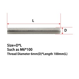 CREAP 10PCS M3 M4 M5 M6 Full Threaded Bar 304 Stainless Steel Fully Metric Bolt Stud Length 20mm 50mm 100mm 200mm 500mm Thread Rod Screw(20mm (10Pcs),M6)