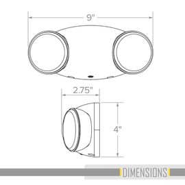 Hubbell Lighting CU2 Commercial Emergency Light with Battery Backup, LED Emergency Lighting Fixture with Twin Adjustable Heads, 90-Minute Runtime, UL924 Listed for Damp Locations, 120-277V, White