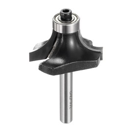 sourcing map Roundover Router Bit 1/4" Shank 7/8" Cut Diameter (7/16" Cut Radius) Carbide Tipped 2-Flute Rounding Over Bits with Bearing Guide for Woodworking Carpenter, Black