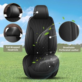 IKABEVEM Full Set Car Seat Covers for Kia K5 2021-2023 2024 2025 GT-Line LXS EX GT LX: Breathable Perforated Leather Seat Cover (Black)