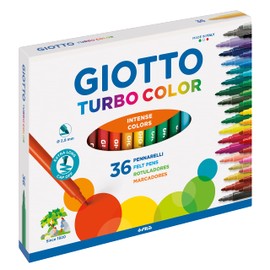 Giotto 4180 00 - Turbo Color Faserschreiber, Kartonetui 36 sortierte Farben