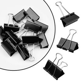 Luney 12PCS 2 Inch Large Binder Clips, Big Binder Paper Clips, Black Metal Clips, Paper Clamps for Paperwork, Chip Bags, Office, Document, Teacher and School Supplies