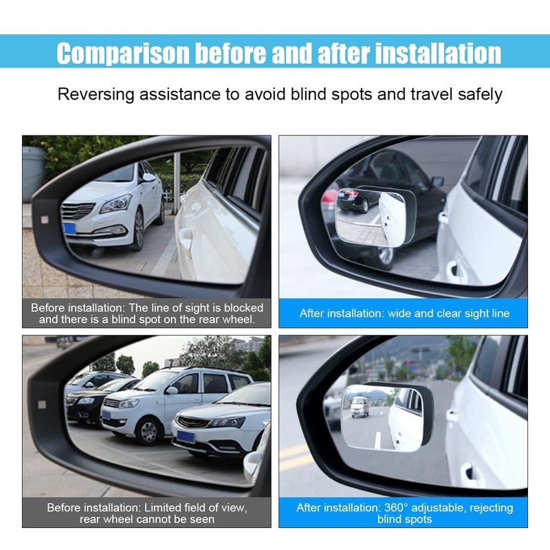 Rectangle Blind Spot Car Mirror - 2" Frameless HD Glass
