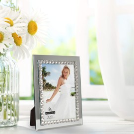 Malden International Designs Brilliance Jeweled Mirrored Glass Picture Frame, 5-Inch by 7-Inch