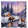 Winter Forest Animal Shower Curtain Deer Bear Merry Christmas Snow