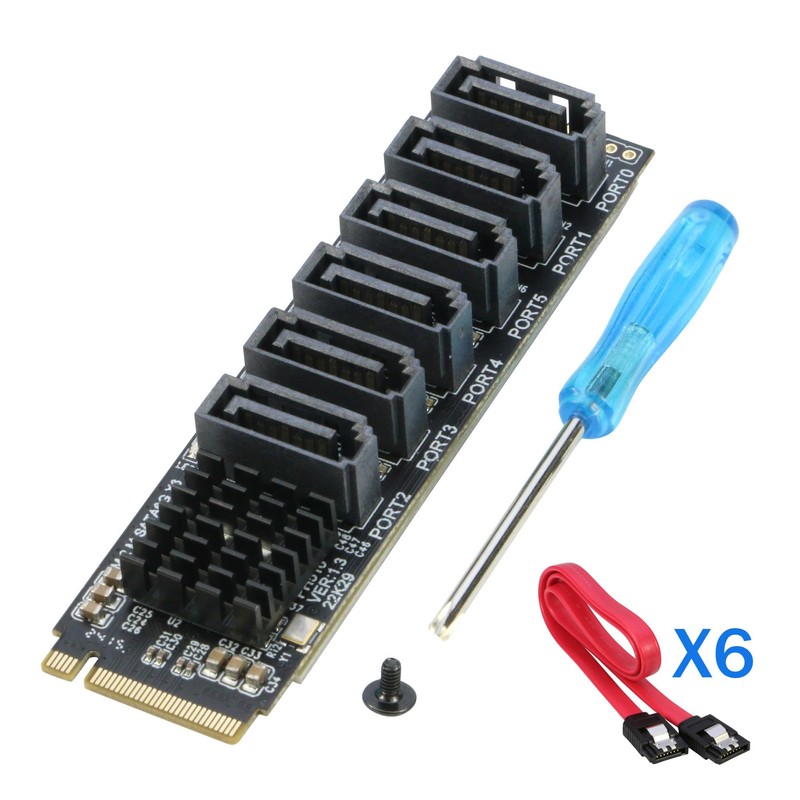 M.2 to SATA 3.0 Adapter [6-Port], RIITOP M.2 NVMe to