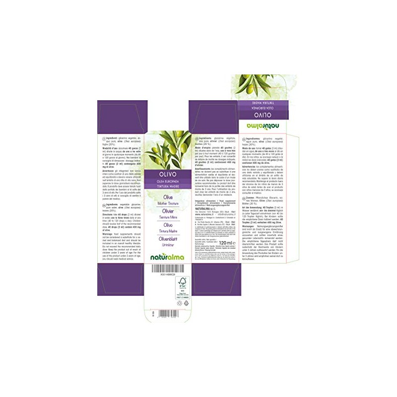 Olive (Olea europaea) Leaves Alcohol-Free Mother Tincture Naturalma | Liquid