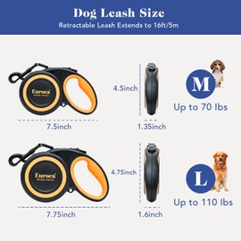 Euroca Retractable Dog Leash for Small Medium and Large Dogs Up to 110LBS- 16' Heavy Duty Reflective Nylon Tape, Tangle-Free, Quick-Lock Braking System, Anti-Slip Handle (Large, Blue)