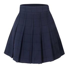 Hoerev - Falda corta plisada de cintura alta para mujer y niña, Raya azul marino, 0