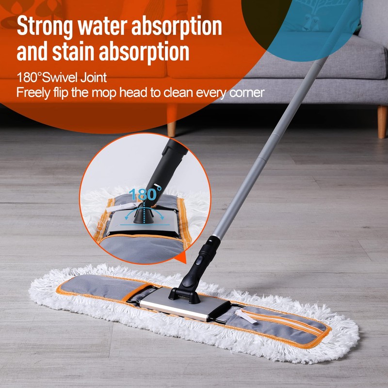 CLEANHOME 24" Commercial Dust Mop for Floor Cleaning, Heavy Duty