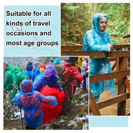 Hercicy 300 Pcs Adults Rain Ponchos Bulk with Hood Emergency Disposable Raincoat Waterproof Plastic Ponchos(Blue)