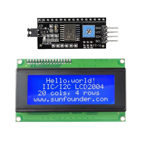 SunFounder 5V 2004 20X4 Character LCD Display IIC I2C TWI Serial Interface Module LCD Module Shield for Arduino Uno/Mega2560