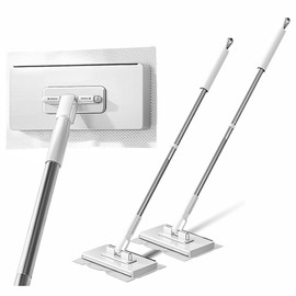 KZKR Mini Wet & Dry Sweeping Mop Touchless Disposable Mop Convenient Flat Dust Removal Multi-Surface Cleaning for Hardwood and Tile Floors, 1 Second Installation (Grey,White,2 Pack)