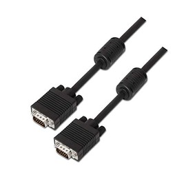 AISENS A113 – 0074 – SVGA CABLE WITH FERRITE CORES HDB15/Male, 10 M, for Monitor/TV/Projector – Black