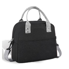 Lunch Bags for Women Men with Adjustable Strap Insulated Lunch Bag Lightweight,Reusable Lunch Tote Bags,Thermal Portable Bag for School Work Travel Camping Outdoor (Black)