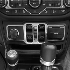 Jimen Compatible with Jeep Wrangler JL JLU 2018-2023 and Jeep Gladiator JT 2020-2023, 4PCS Center Console Window Button Switch Cover Interior Trim Accessories (Carbon Fiber)