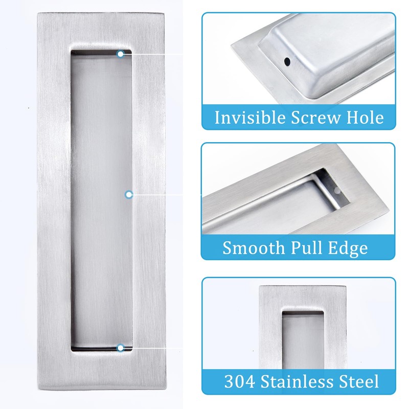Dontay Sliding Pocket Door Handles, 304 Stainless Steel Non Locking