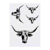 4 x 'Longhorn Bull' Temporary Tattoos - Water Resistant, Skin-Safe,