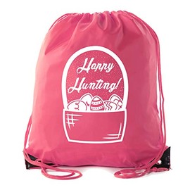 Mato & Hash Easter Basket Bags, Bulk Drawstring Backpacks, Party Favor Goody Bags for Easter - 3PK Pink CA2500Easter S1