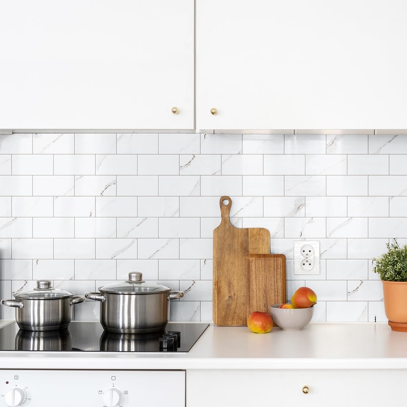 StyloVue 100 Pieces Peel and Stick Backsplash for Kitchen, 3"