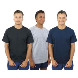 Yazbek Men's T-Shirts Casual 100% Cotton 3 Pack Short Sleeve Undershirt Durable Comfortable and Multipack Heavy Weight (US, Alpha, XX-Large, Regular, Regular, Dark Colors)