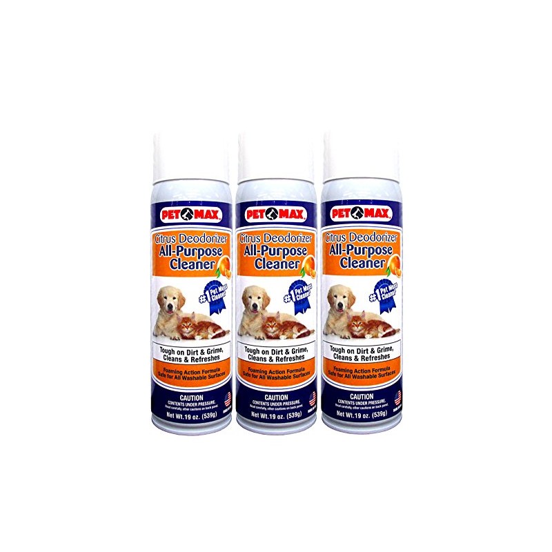 Pet Max Citrus Deodorizer All-Purpose Pet Mess Cleaner (Three 19oz