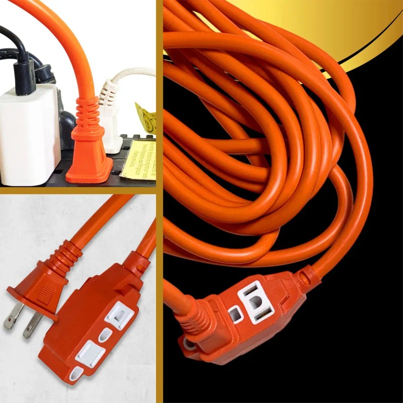 Extensión Eléctrica Uso Rudo Multicontactos 15 Metros 15a Naranja