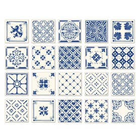 Poromoro Spanish Portuguese Azulejo Style Backsplash Peel and Stick Tile Stickers Set of 20 pcs(5.9_D)