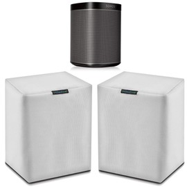 Juego de 2 fundas para altavoces Sonos para exteriores de alta resistencia, color blanco, protección contra polvo, agua y rayos UV para tus altavoces Sonos Play:1, Sonos One y Sonos One SL – Compatible con altavoces montados en la pared