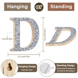 Utuichuo 5.7 Inch Marquee Letters Wall Decor, Diamond Monogram Wooden Alphabet Signs, Living Room Bedroom Office Home Decor Wall Art, Initial Decorations Gifts for Wedding Birthday Party (D)