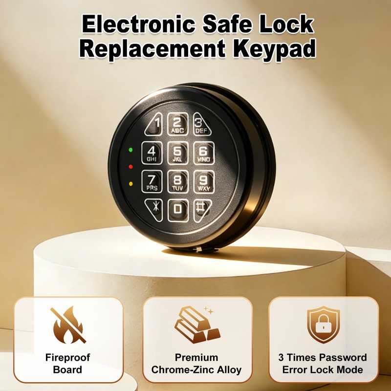 Programmable Electronic Safe Lock Replacement Keypad, Digital Gun Safe Lock