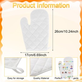 32 Pcs Oven Mitts Bulk for Craft Set Including 8 White Oven Mitt with 24 Makers for Kitchen Heat Resistant DIY Cooking and Baking Dining Room Accessories (Oven Mitts)