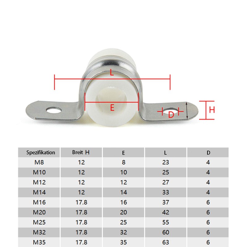 Zaky 12 mm 14 mm 304 Stainless Steel Pipe Clamp