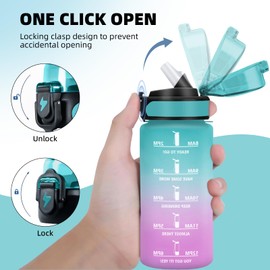 Grsta Children's Drinking Bottle, Leak-Proof with Straw, Water Bottle with Time, Can Be Carried, Drinking Bottle 0.5 Litres with Motivational Slogan, for School, Bike, Gym, Yoga