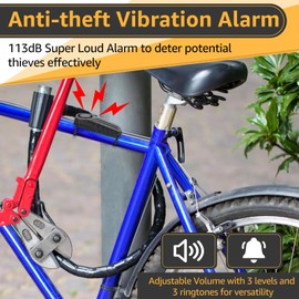 113db Bike Alarm,GreenCycle Bicycle Alarm with Remote,Bike Alarms for Ebikes,IP65 Waterproof,7 Levels of Sensitivity,Easy Installation,for Bicycles, Electric Bicycles,Motorcycle,5PK