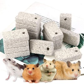 Newbested 20 Pcs Small Animal Pet Lava Bites Chews Toy Teeth Grinding Block Mineral Calcium Stone for Hamsters Parrot Chinchillas Rabbits