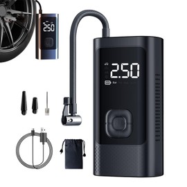 Portable Tire Inflator for Car - 3-150PSI Bike Tire Pump - Cordless Inflator with LED Light for Motorcycle Auto Ball Travel, LCD Display